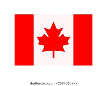 Vector illustration of the Canadian flag with a red maple leaf and red and white stripes.