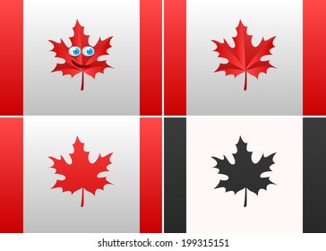 Vector illustration of Canadian flag set