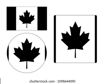 Vector illustration of Canadian Maple Leaf Flag Set
