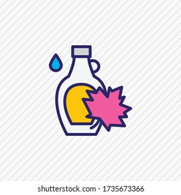 Vector illustration of canadian maple syrup icon colored line. Beautiful culinary element also can be used as bottle icon element.