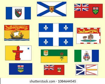 Vector Illustration of Canadian Provinces and Territories Flags Set