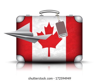 Vector illustration of Canadian suitcase. 