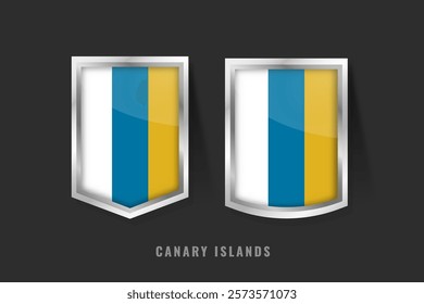 Vector Illustration of CANARY ISLANDS Label Logo. CANARY Badge Sign CANARY ISLANDS With Flag, Canarian Product Label Banners Template.