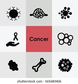 vector illustration of cancer icons set