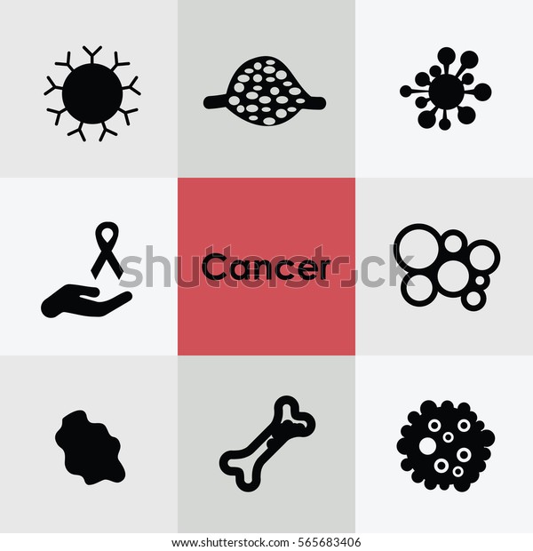 vector illustration of\
cancer icons set