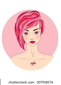 Vector illustration of cancer zodiac sign as a beautiful girl