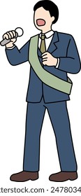 Vector illustration of candidate giving a street speech