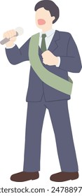 Vector illustration of candidate giving a street speech