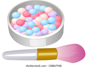 Vector illustration of candies and a brush