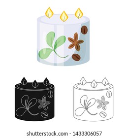 Vector illustration of candle and aromatic sign. Collection of candle and coffee vector icon for stock.