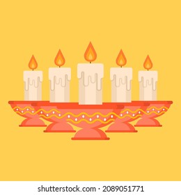  vector illustration of a candle in a bowl