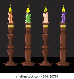 Vector illustration of a candle in candlestick