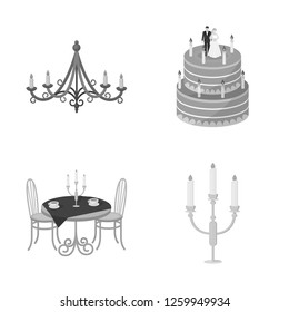 Vector illustration of candle and candlestick sign. Set of candle and church vector icon for stock.