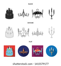 Vector illustration of candle and candlestick sign. Collection of candle and church stock vector illustration.