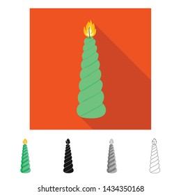 Vector illustration of candle and christmas sign. Collection of candle and flash stock vector illustration.