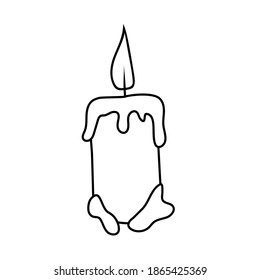 Vector illustration candle in doodle style. Design for print poster and card, textile, coloring page