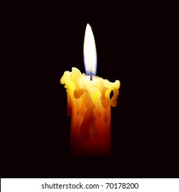 Candle With Burning Flame And Melting Wax Vector Background