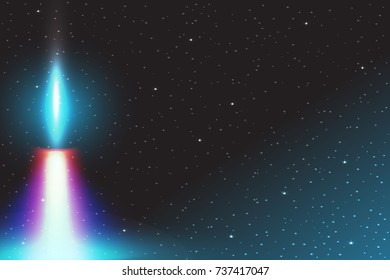  Vector illustration candle flame fire light with falling snow. Isolated on a dark background.