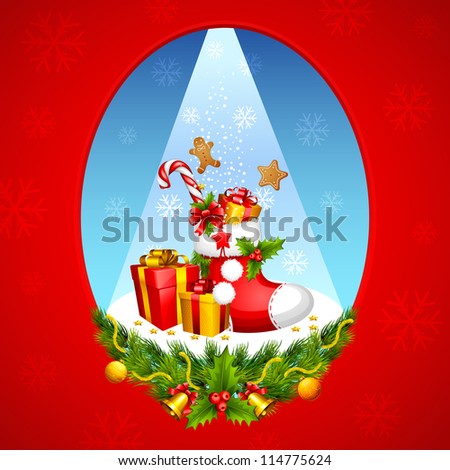 vector illustration of candle and gift box for Christmas goodies