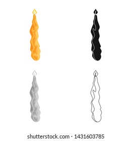 Vector illustration of candle and glow icon. Set of candle and yellow vector icon for stock.
