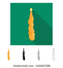 Vector illustration of candle and glow symbol. Collection of candle and yellow stock vector illustration.