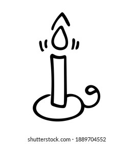 Ilustración vectorial con vela. Icono dibujado a mano.