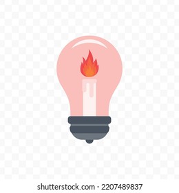 Vector Illustration Of Candle Light Icon Sign And Symbol. Colored Icons For Website Design .Simple Design On Transparent Background (PNG).