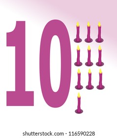 Vector illustration of candle and number 10