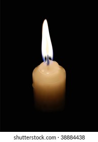 Vector illustration of a candle on a black background