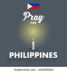 A vector or illustration of a candle and Philippines flag. A messages of support to Philippines Taal Volcano.