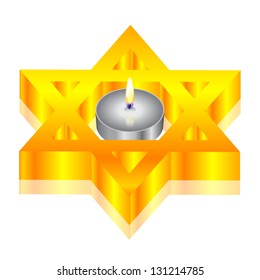 Vector illustration of candle & star of David