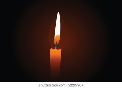 Vector illustration of candle under the dark background