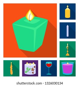 Vector illustration of candlelight and decoration    icon. Set of candlelight and flame stock vector illustration.