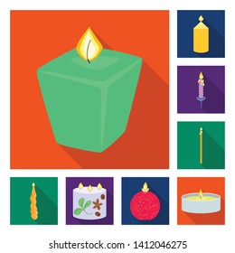 Vector illustration of candlelight and decoration    logo. Set of candlelight and flame stock symbol for web.