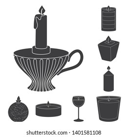 Vector illustration of candlelight and decoration   sign. Collection of candlelight and wax vector icon for stock.