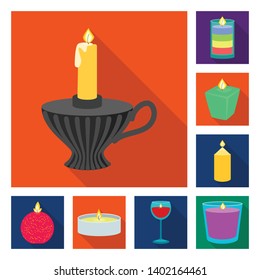 Vector illustration of candlelight and decoration    sign. Collection of candlelight and flame stock symbol for web.