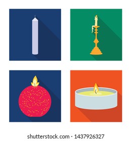 Vector illustration of candlelight and decoration sign. Set of candlelight and flame stock symbol for web.