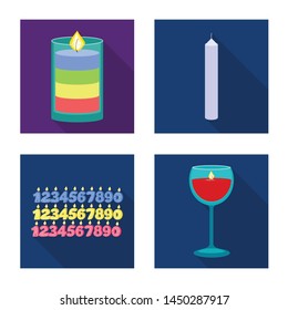 Vector illustration of candlelight and decoration sign. Collection of candlelight and flame stock vector illustration.
