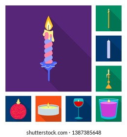 Vector illustration of candlelight and decoration    symbol. Collection of candlelight and flame vector icon for stock.
