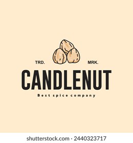 ilustración vectorial del icono del logotipo de la especia de candlenut, especia de cocina candlenut para la industria de la cocina