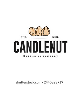 ilustración vectorial del icono del logotipo de la especia de candlenut, especia de cocina candlenut para la industria de la cocina