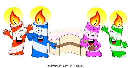 vector illustration of candles celebrate a birthday with cake