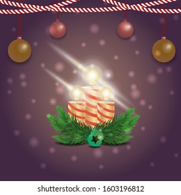 
Vector illustration of Candles and Christmas branch