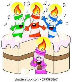 vector illustration of candles on cake celebrate birthday