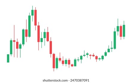 Vector illustration of a candlestick chart, ideal for representing stock market analysis, financial trends, and trading data.