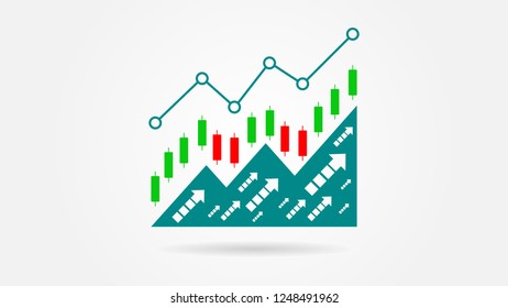 Vector illustration, Candlestick chart of the stock market, move up motivation.