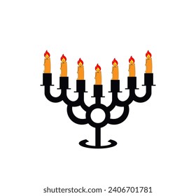 Vector illustration of a candlestick with lit candles