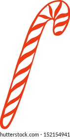 Vector illustration of candy cane. Christmas symbol. Stripped lolipop cane.Christmas candy canes on a white background. 