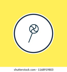 Vector illustration of candy cane icon line. Beautiful party element also can be used as lollipop icon element.