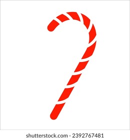 Vector illustration of candy cane sweet stick. Christmas or New Year festive flat icon.Suitable for logo, web, graphic design, illustration, sticker, books, etc.